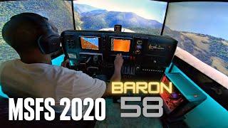 Microsoft Flight Simulator 2020 | Beechcraft Baron Home Cockpit Visuals + How To Triple TV Setup