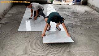 How To Lay Ceramic Tiles For The Living Room Floor - Cut The Tiles Around - Process The Tile Edges