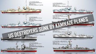 List of all Destroyers Sunk by Kamikaze Suicide Planes in WW2