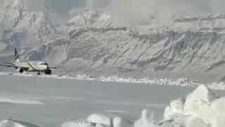 Landing at skardu airport , Skardu airport covered by snow , PIA awesome scene !