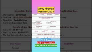 Army Fireman Vacancy 2023 || Golabandha Army College Fireman Vacancy 2023 #shorts
