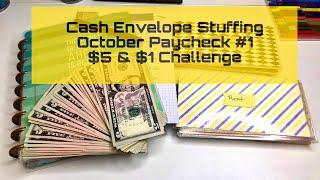 Cash Envelope Stuffing | October Paycheck #1 | $5 & $1 Challenge | Budgeting