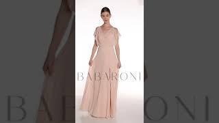 BABARONI Bess V Neckline Chiffon Maxi Dresses with Slit