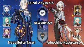 NEW ABYSS ! C0 Neuvillette Taser & C0 Arlecchino Hyper - Spiral Abyss 4.8 Floor 12 Genshin Impact