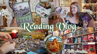 READING VLOG | reading the hobbit for the first time, rothfuss novellas and book shopping ️