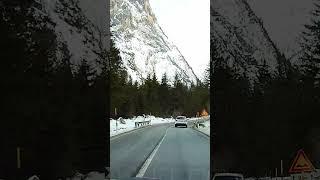 Incredible landscape. It's just a fairy tale. Car Trip Through The Snowy Dolomite Alps