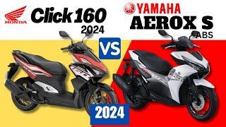 Honda Click 160 2024 vs Yamaha Aerox S ABS | Side by Side Comparison | Specs & Price | 2024