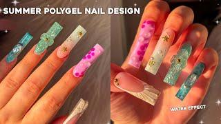 SUMMER POLYGEL NAILS TUTORIAL WATER EFFECT NAIL ART | Live Stream