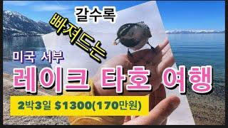 [미국일상 vlog-여행#5-미국서부 레이크 타호 여행] 2박3일$1300(170만원)/미국일상 /미국물가 /미국여행/봄방학 맞이 여행/인앤아웃버거/브런치 뷰맛집/야생새/ 스키타기