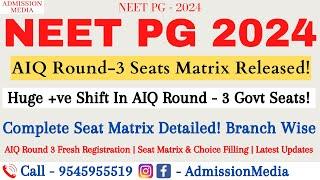 NEET PG 2024 | AIQ Round 3 Seat Matrix | Choice Filling | Expected Shift in Counselling | NRI Seats