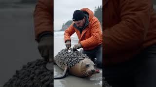 Rescuer Saves Sea Lion Covered in Thousands of Barnacles #shorts #WildlifeRescue #MarineLife #viral