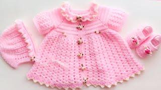 Crochet baby dress or frock 3-6 months - How to crochet