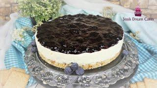 Fruchtige Heidelbeer-Sahnetorte ohne Backen / No Bake Cheescake mit Heidelbeeren/Schnelle & Lecker!