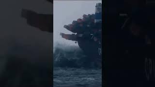 Containers falling into the ocean