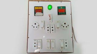 How to make Electric Board at home complete wiring Amp meter, Volt meter and Series socket