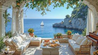 Positive Morning Jazz | Smooth Jazz In Luxury Cabin Overlook Calm Sea Start A Peaceful Day