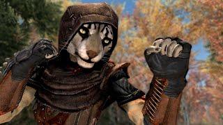 Confrontational Khajiit picking fights with random NPCs in Skyrim