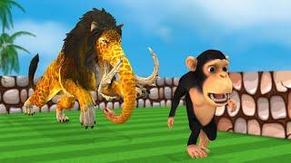 Giant Gorilla vs Monster Lion Mammoth vs Funny Monkey Esacpe From Pc Maze Game | Animals Episode - 8