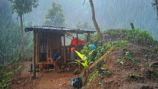 Mengerikan Diguyur Hujan Deras dan Petir Malam Hari - Tidur Di Pondok Hutan - Panen kopi