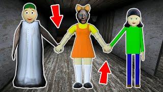 لعبة Granny vs Squid (오징어 게임) ضد Baldi - رسوم متحركة مدرسية رعب مضحكة (21-40 سلسلة على التوالي)