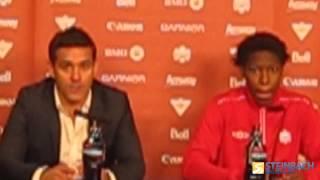 Team Canada Head Coach John Herdman and Defender Kadeisha Buchanan