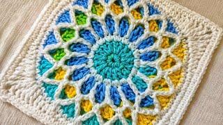 Crochet "stained glass" Granny Square The prettiest Design For bags and Throw @sara1111