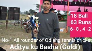 Fastest Half century by Aditya ku. Basha Goldi Batting 18 ball 63 runs Mayurbhanj tennis cricket