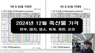 12월 축산물 가격, 도축 및 수입 실적 / 염소, 한우, 돼지, 닭, 오리, 계란, 우유 등