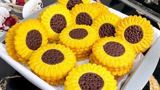 How To Make BEAUTIFUL SUNFLOWER BUTTER COOKIES