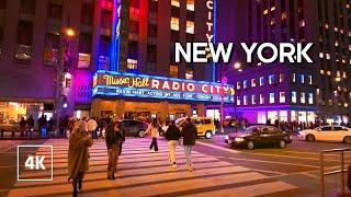 NEW YORK Night Walk  Night Walk in Manhattan - 4k Travel Walking Tours