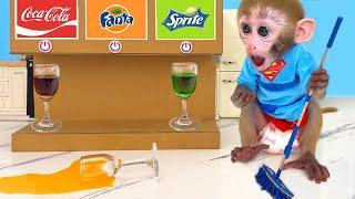 Monkey Bon Bon Drinks Soda from a Vending Machine and Gets Cleaning Motivation - BonBon Indonesia