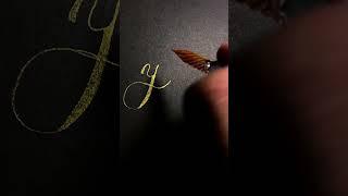 Lettering "Youtube" in Golden #cursivewriting #handwriting #shorts #writing #letterwriting
