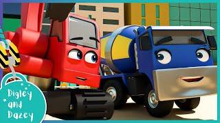 Construction Crew - New Colours   | Digley and Dazey | Kids Construction Truck Cartoons