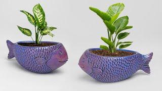 Cement pottery making || Cement flower vase - Tree planter Making