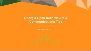 Webinar: Georgia Open Records Act and Communication Tips