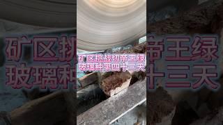 在矿区挑战切帝王绿玻璃种的第四十三天，今天这个冰了吗？ #翡翠 #翡翠原石 #翡翠手鐲