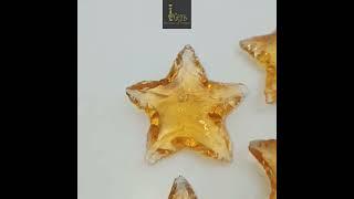 Yellow Citrine Star shape carved Heated Citrine glass gemstone, Star shape gemstone carving.