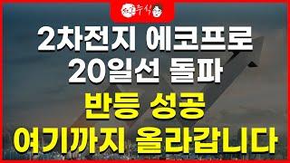 2차전지/ 에코프로/ 에코프로비엠 20일선 돌파 여기까지 반등나옵니다.