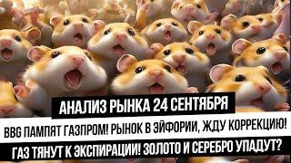 Анализ рынка 24 сентября. Газпром растет последним? Эйфория на рынке! Что с газом, нефтью и золотом?