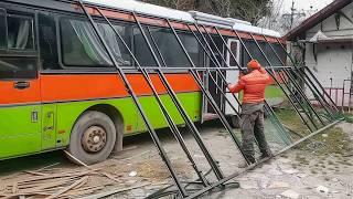 Man Turns BUS into Amazing MOBILE HOME with Rooftop Terrace | Start to Finish by @guvencsyn