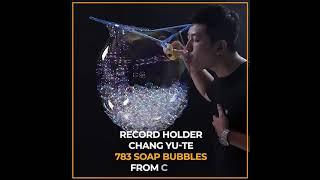 The most soap bubbles blown inside one larger bubble