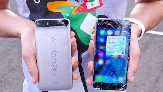 Nexus 6P vs iPhone 6S Plus Drop Test!