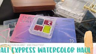 Last AliExpress Haul of 2022!  Watercolor Paints, Granulation, & Palettes!