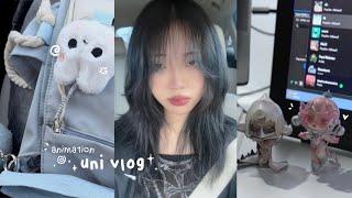 𖦹°‧ uni vlog + draw with me!! animation  what’s in my bag, concert, skullpanda, projects, ootd…