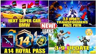 3.9 UPDATE‍️A14 Royal Pass Rewards 3D LookNewTransformers Prize Path BMW Super Cars BGMI/PUBGM