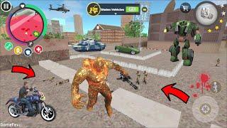 Rope Hero Vice Town - (Stone Giant Enter Army Base and Destroy  Helicopter) Stone Giant with  Gun