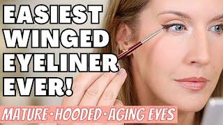 Quick Easy Winged Eyeliner Tutorial for Hooded, Aging, Downturned Eyes