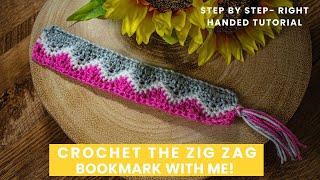 How to Crochet a Zig Zag Bookmark | Free Crochet Bookmark Pattern | Step-by-Step Right Hand Tutorial