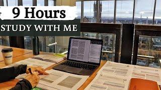 9 HOUR STUDY WITH ME at the LIBRARY | University of Glasgow,Background noise,10 min break, No Music