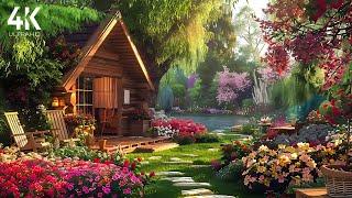 4K | Gentle Spring Atmosphere with Cozy Garden AmbienceRelaxing with Birds singing & Nature Sounds